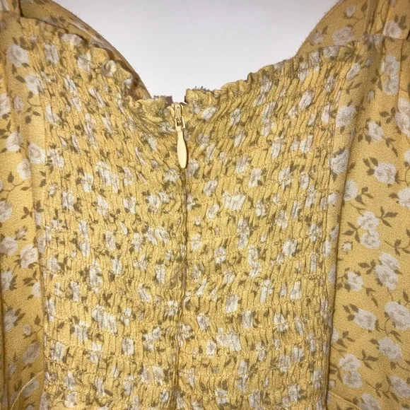 Reformation Floral Yellow Sweetheart Neckline Mini Dress - Picture 3 of 7